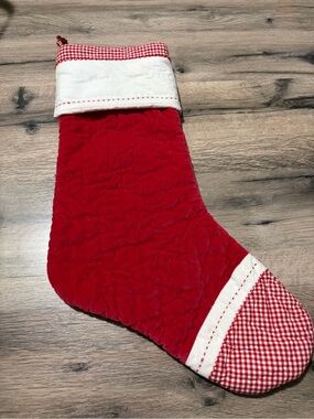 Pottery Barn Kids Red and White Quilted Christmas Stocking